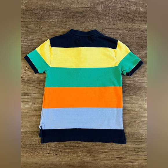 Vintage Polo Ralph Lauren Toddler  Rugby Shirt Cotton Striped Orange Blue 4 F23 - Picture 2 of 4